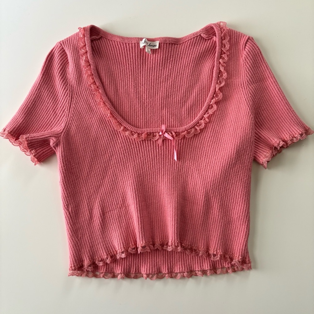 For Love & Lemons Calla Ribbed Knit Top Size Medium - Picture 4 of 10
